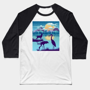 Stork Lake Nature Landscape Baseball T-Shirt